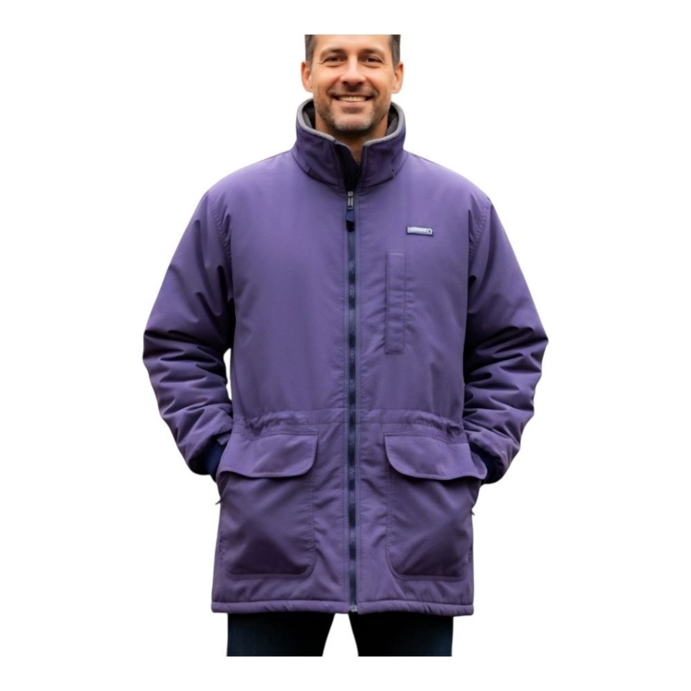 Lands' End Men's Parka Jacket USA Made Large Fleece Lined Cinch Waist Coat Zip
